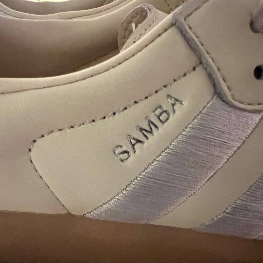 Women's Cream and White Adidas Samba Sneakers